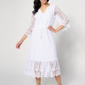 Destination 365 Regular Crochet Midi Dress with Rope Tie